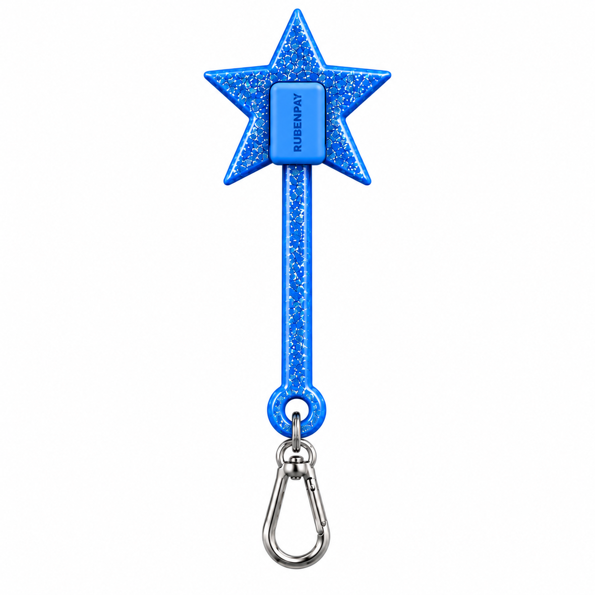 LOOP Wand Blue — glitter star keyring with RUBENPAY capsule